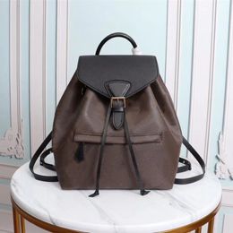 M45515 MONTSOURIS backpack woman classic brown flower fashion leather travel bag designers buckle tie rope backpacks M45501 M45205