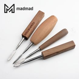 Metal smoking dabber with wood holder 148mm wax oil tool dabble use for glass bongs quartz bangers nails