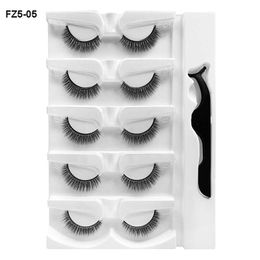 Natural Glue-Free False Eyelashes Soft Light Handmade Reusable 3D Self-adhesive Fake Lashes Extensions 5Pairs Set Wear it Directly 6 Models Available DHL Free