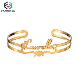 bracelet names UK - Bangle DIY Custom Stainless Steel Name Bracelet Personalized Gold Plated Letters Jewelry For Women's