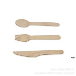 NEW100% biodegradable Wooden Party Cutlery Black Wood Spoon Fork Knife Disposable Tableware High Quality Cheapest LLD11631