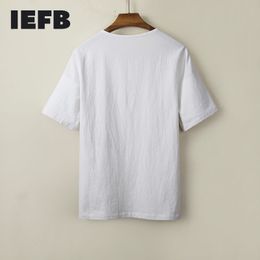 IEFB Chinese Style Cotton Hemp Men's Round Neck Short Sleeve T-shirt Summer Causal Big Size Tang Suit Tops 9Y6043 210524