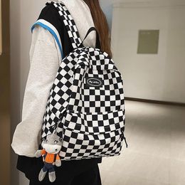 Backpack Men Fashion Women Plaid Nylon Female Travel Daypack Laptop Book Schoolbags Feminina School Casual Rucksack