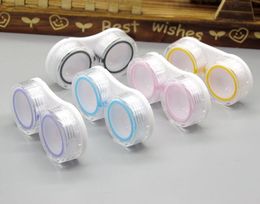 black yellow blue pink Contacts Lens Case Holder Plastic Objective Travel Portable boxes Storage Container Colourful Eye Box