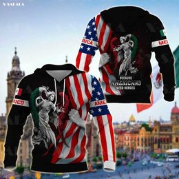 -Мужские толстовки для толстовки американские-Мексики ангел девушка флаг 3D печать молния капюшон мужчина женский пуловер толстовка с капюшоном куртка джерси
