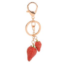 Keychains 5 Pcs 2021 Cute Enamel Red Plant Strawberry Keychain Creative Gifts Women Bag Charms Key Chains Rings Buckle Chain Holder