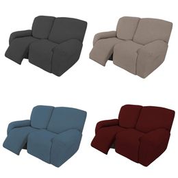 2 Seater Recliner Sofa Cover Stretch Spandex Lounger Chair Slipcover Couch Covers Furniture Protector Elastic Side Pocket 211207
