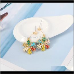 & Chandelier Jewelrygold Snowflake Enamel Snow Dangle Earrings Christmas Fashion Jewelry For Women Girls Will And Sandy Drop Delivery 2021 R