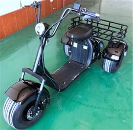 3-wheel fat Tyre with shelf electric scooter supports forward/backward/one-key start/alarm, etc. Adapt to unisex