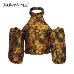 Sexy Elegant Flower Women For Blouse Square Collar Loose Puff Sleeve Shirts Female Fashion Summer Clothing 210524