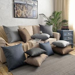 Cushion/Decorative Pillow 30X45/40x60/45x45/55x55cm Grey/blue/brown Rough Thick Linen Cushion Cover Sofa Throw Case Lumbar Pillowcase