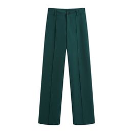 Women's Pants Fashion High Waist Bottle Green loose Long Suit Casual Female Wide Leg Trousers 211124