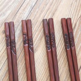 CraftyChop 2-pc Wooden Sushi Chopsticks - Engraved, Reusable, Handmade Crafted - Asian Japanese Utensils for Dining