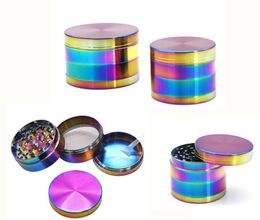 Zinc Alloy Ice Blue Tobacco Grinder Rainbow Herb Grinders Metal Grinders 40/50 4 Layer Parts Cigarette Smoking Spice Crusher With