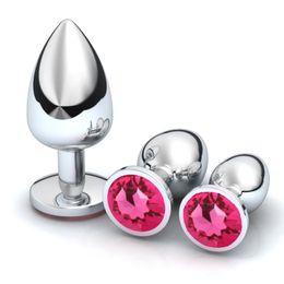 Medium Size Anal Plug Round Stainless Steel Crystal buttplug Butt Plugs Stimulator Anals Sex Toys Prostate Massager Dildo