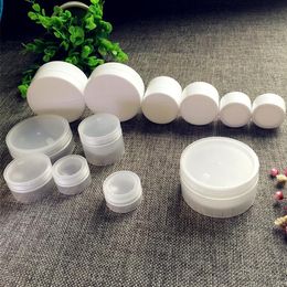 2021 3g 5g 10g 20g 30g 50g White Frost Plastic Jar with Liner Refillable Make-up Cosmetic Jars Empty Face Cream Lotion Storage Container Pot