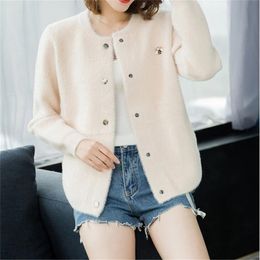 Sweater Women's Jacket Cardigan Short Paragraph Autumn And Winter Solid Colour Loose Top Thick Warm 210427