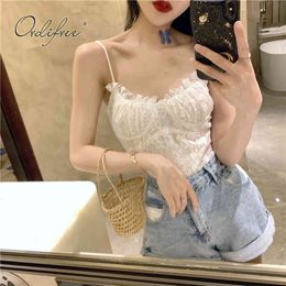 Summer Women Tank Camis Camisole Vest Top White Lace Sexy Crop Tops 210415