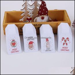 Christmas Decorations Festive & Party Supplies Home Garden 100Pcs Snowflake Gift Wrap Santa Claus Cards Xmas Tags Hanging Label Drop Deliver