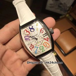 High Quality Crazy Hours 8880 CH Automatic Mens Watch Steel Case Colour Number Mark Gents Sport Watches White Leather Strap