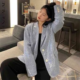 Sequins Full Screen Love Blazer Women's Autumn Notched Large Size Single Breasted Long Sleeve Suit Coat 210427