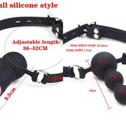 Nxy Sm Bondage Mouth Gag Dildo Oral Fixation Harness Leather Strap on Sex Toys Penis Plug Silicone Double Ended Dildos for Couple Women 1223
