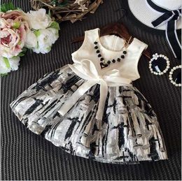 classic white and black cici girl boutique dresses stylish children summer sundress baby gown tiered dress 210529