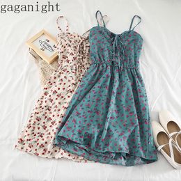 Gaganight Floral Mini Short Women Dress Sleeveless Slim Summer Chic Girls Beach Girls Holiday Dresses Spaghetti Strap Vestidos 210519