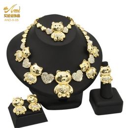 -Aniid Bear Xoxo Colar Nigéria conjuntos de jóias para mulheres Pulseiras de casamento Ethiopian 24k Dubai nupcial jóias marroquina nova
