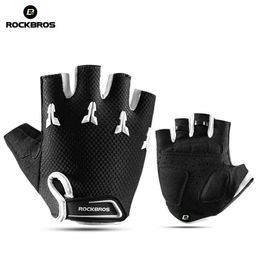 ROCKBROS Cycling Bicycle Bike Children Half Finger Gloves Kids Anti-stock Breathable Gel Pad Boys Girl Bike Sports Gloves Mitten H1022