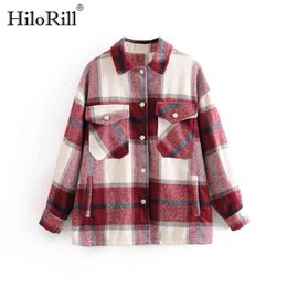 Plaid Women Jacket Spring Turn Down Collar Casual Coat Outwear Female Batwing Long Sleeve Plus Size Tops Ropa Mujer 210508