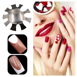 french manicured nails UK - French Tips Template Smile Cut V Line Almond Shape Manicure Trimmer Nail Cutter Acrylic Nails Stencil False1