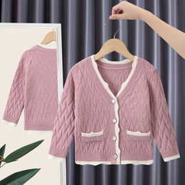 Baby Girls Knit Cardigan Toddler Girl Eyelet Cardigan Kids Knitted Sweater Infant Spring Clothes Kid Tops 100% Cotton 1-10Year Y1024