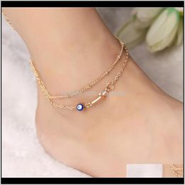 Anklets Jewelry Drop Delivery 2021 Europe And The United States Selling Summer Wild Cross Cat Eyes Fashion Street Shooting Multi-Layer Chain