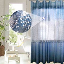 UFRIDAY Luxury PEVA Shower Curtain Bling 3D Circles Gradient Blue Shower Curtain for Bathroom 180*180cm Waterproof Bath Curtains 210609