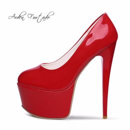 -Frühling Herbst Rot Schwarz Weiß Pumps Schuhe für Frau Extreme High Heels Sexy Plattform Kleid Hochzeit Stiletto 16cm Kleine Größe
