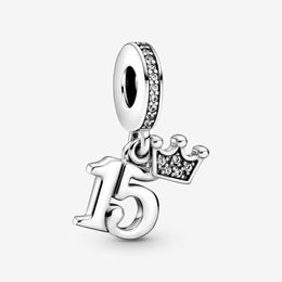 100% 925 Sterling Silver 15th Birthday Dangle Charms Fit Original European Charm Bracelet Fashion Women Wedding Engagement Jewellery Accessories