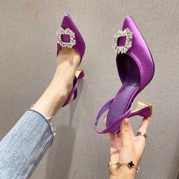 closed toe heels UK - Sandals Women Fashion Fairy Style Rhinestone Closed Toe Empty Wine Glass Heel High