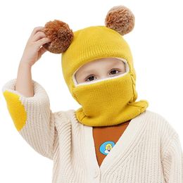 Berets Toddler Kids Winter Hat Scarf Set Earflap Beanie Hood Skull Caps Fleece Lined Ear Flaps