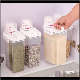 Housekeeping Organisation Home Gardenrice Beans Stoarge Jar With Seal Er 4 Lattices Refrigerator Preservation Container Plastic Kitchen Stor