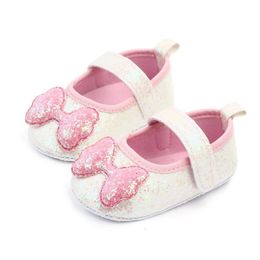 baby bling shoes wholesale Australia - First Walkers #EW Infant Girls Indoor Baby Shoes Soft-Soled Bow-Knot Princess Bling Walking Hook & Loop Sapatos Berço Do Bebê