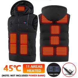 Men's Vests 11 Zone Winter Electric Heated Vest Intelligent USB Heating Jackets Men Women Outdoor Hunting Cycling Warm Clothes