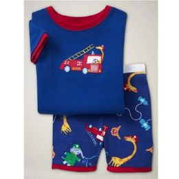 Fire Engine Boys Pajamas Sets Children's Pyjama Boy's Sleepwear Suit Telescope Kids Pjamas home wear Costumes Nightgown 210413