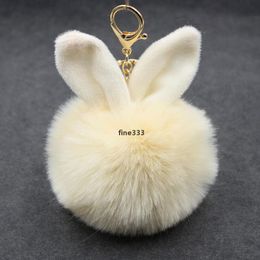 Keychains Plush key chain pendant cute rabbit ears hair ball imitation fur bag ornaments