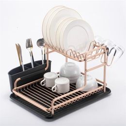 Dish Drying Rack Kitchen Shelf Organiser Over Sink Utensils Holder Bowl Draining Storage 211102