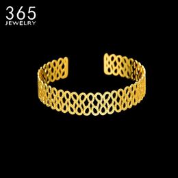 New Fashion Bangles Stainless Steel Gold Adjustable Colour Hollow Out Style Bracelet for Women Gift Pulseras Charm Bracelets Q0719