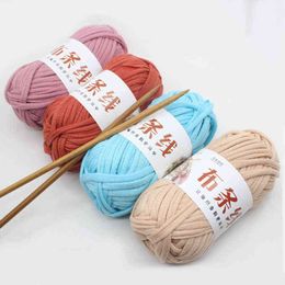 1PC 100g/ball Thick Cloth Fabric Strip Yarn 100% Polyester Craft Hand Knitting Crochet DIY Cushion Blanket Cloth Strip Y211129