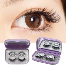 2 Pairs Reusable Self-adhesive False Eyelashes Glue Free Fake Eye Lashes Easy to Wear Fluffy Eyelash Extension Makeup Tool