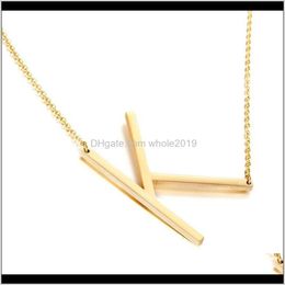 Necklaces & Pendants Drop Delivery 2021 Fashion Women Gold Stainless Steel 26 Letter Pendant Short Clavicle Link Chain Necklace Jewellery Clkw1