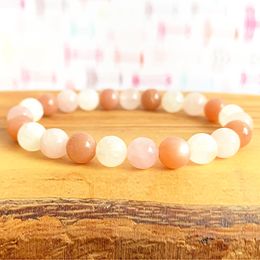 MG1206 Sunstone Moonstone Rose Quartz Wrist Mala Bracelet Womens Goddess Energy Protection Bracelet Wrist Mala Beads Bracelet